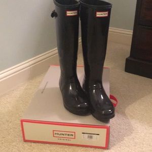Hunter original back adjust gloss boots US size 9